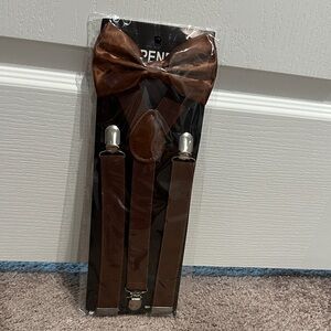 Amazon Brown Suspenders with Bow Tie